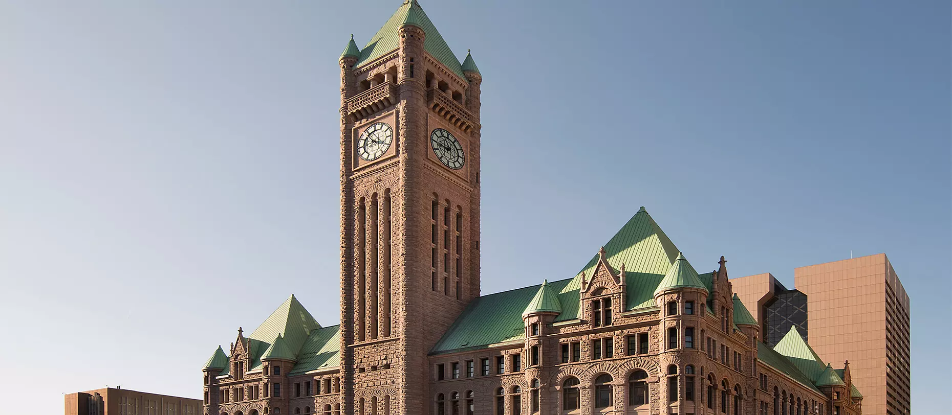 View of the Minneapolis City Hall towers