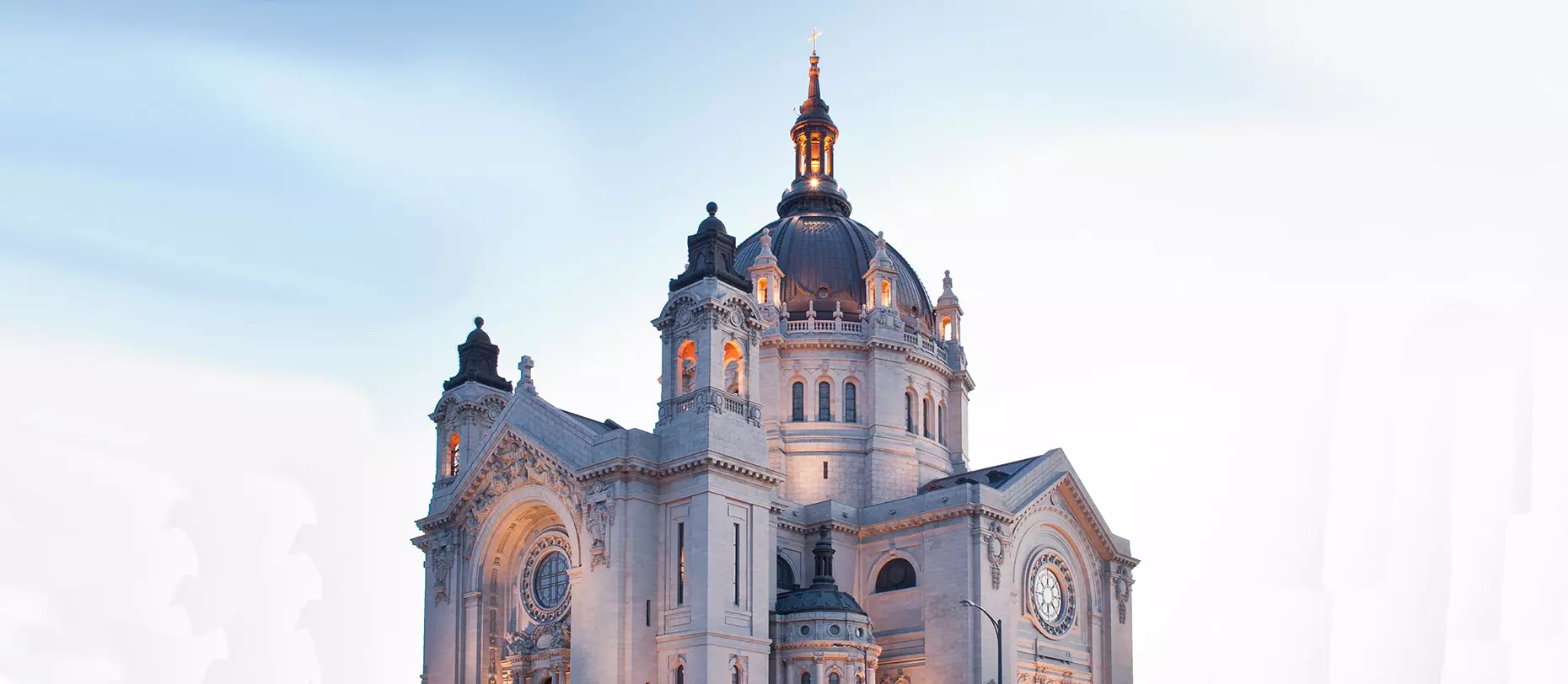 Cathedral towers on clear sky