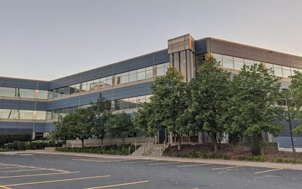 View from the parking lot of the newly built building