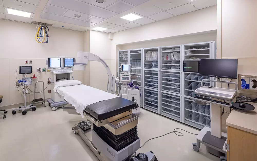 Examination room with ultrasound equipment