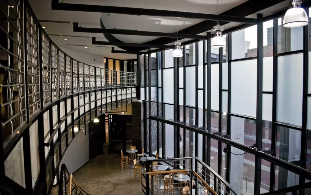 Regis Center for the Arts interior stairway